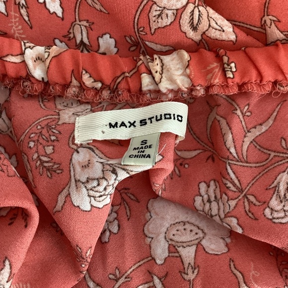 Max Studio Coral Floral Tiered Ruffle Hem Pull-On Skirt Small - Picture 6 of 7